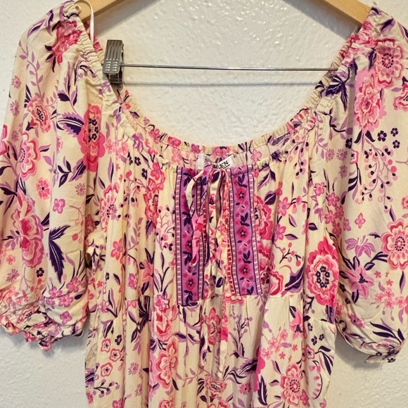 Shareen Collections Australia Boho Pink/Purple Floral Maxi  Summer Dress 10 - Picture 5 of 12